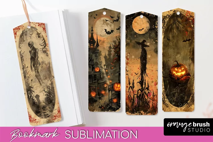 Vintage Halloween Bookmark - Printable Scrapbook Bookmarks