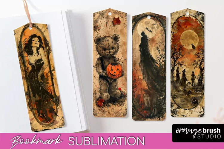 Vintage Halloween Bookmark - Printable Scrapbook Bookmarks