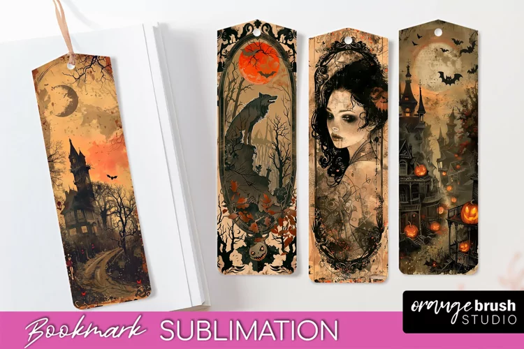 Vintage Halloween Bookmark - Printable Scrapbook Bookmarks