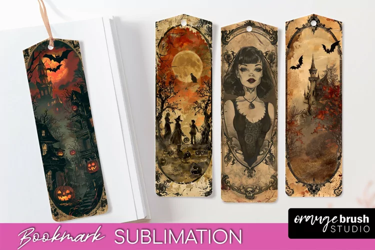 Vintage Halloween Bookmark - Printable Scrapbook Bookmarks