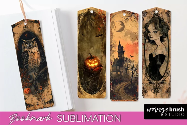 Vintage Halloween Bookmark - Printable Scrapbook Bookmarks