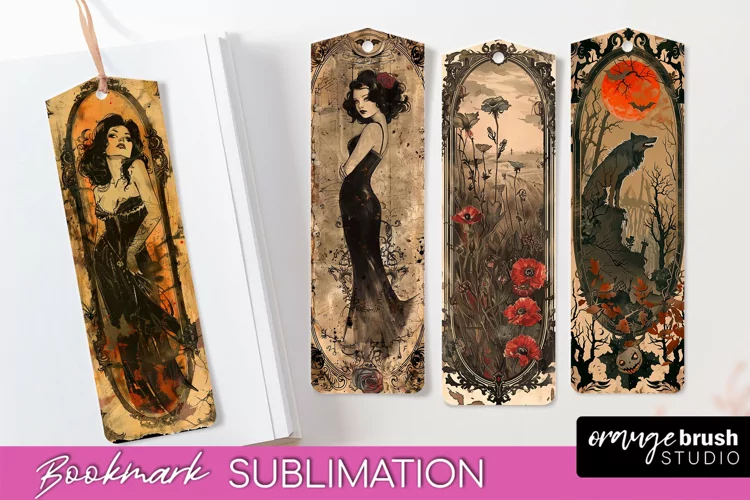 Vintage Halloween Bookmark - Printable Scrapbook Bookmarks
