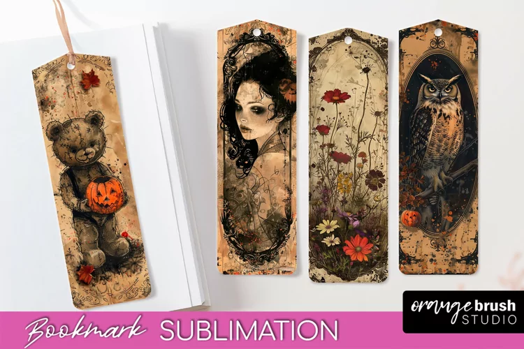 Vintage Halloween Bookmark - Printable Scrapbook Bookmarks