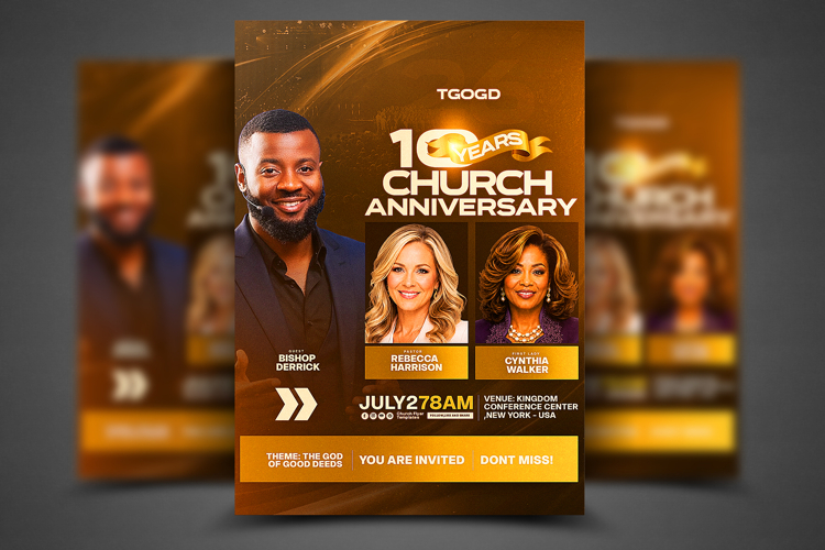 10 Year Church Anniversary Flyer PSD