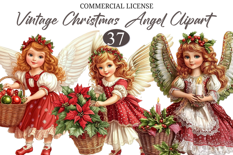 Vintage Christmas Angel Clipart