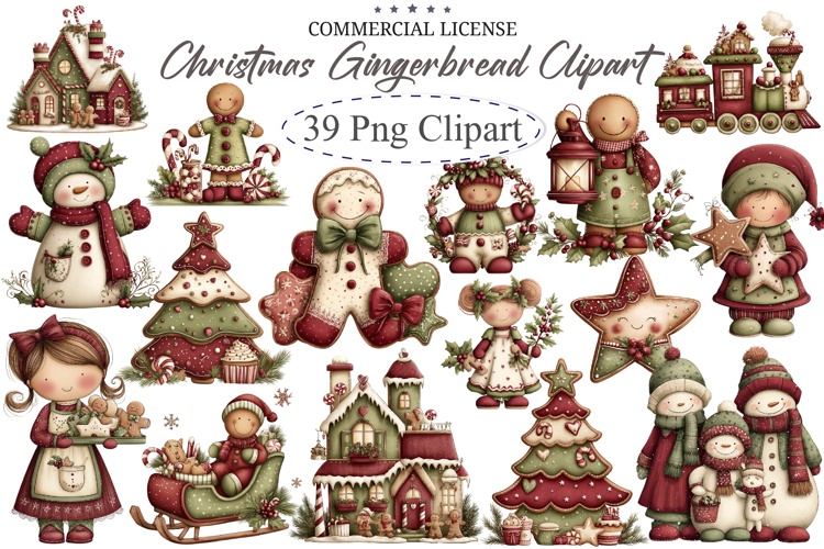 Whimsical Christmas Gingerbread Clipart