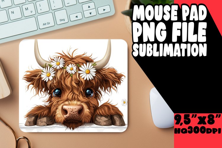 Peekaboo Cow Sublimation Mouse Pad Farm Design