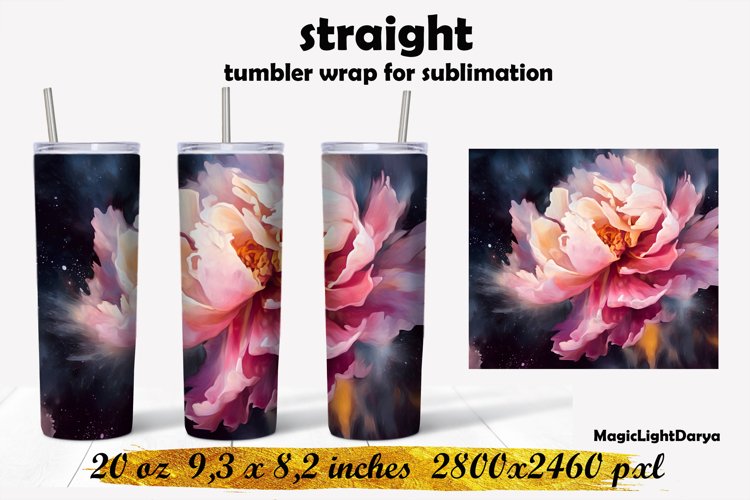 Flowers tumbler design, Peonies Tumbler design example image 1