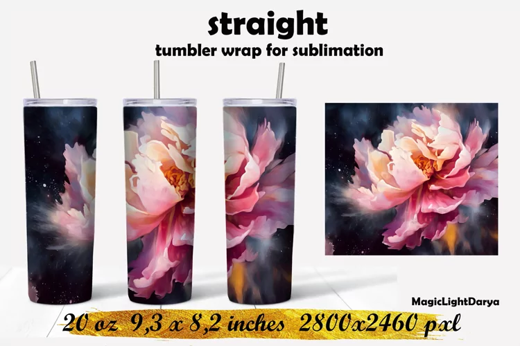 Flowers tumbler design, Peonies Tumbler design