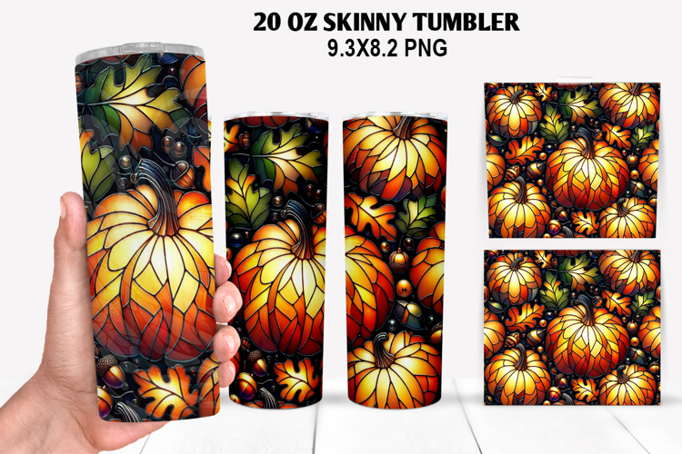 Pumpkins Skinny Tumbler 20oz Wrap Design, Halloween Tumbler