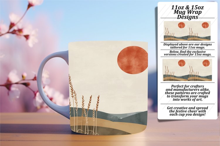 Simple Boho Landscape Wrap for Tumblers 11oz 15oz