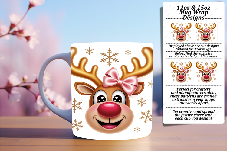 Elegant 15oz Mug Wrap Png Artwork , Cute Christmas