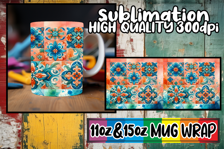 Bright smiles 11oz 15oz sublimation wrap, Watercolor Pattern