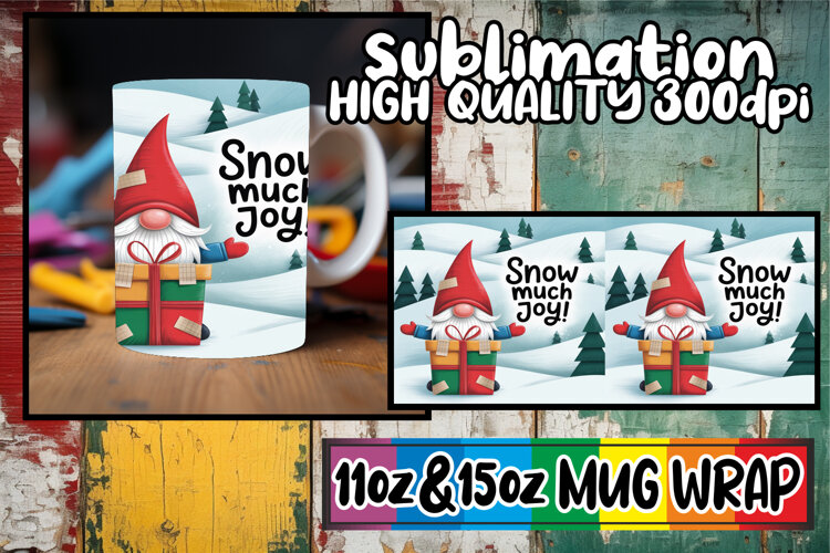 Serene days 11oz 15oz sublimation wrap, Holiday Gnome example image 1