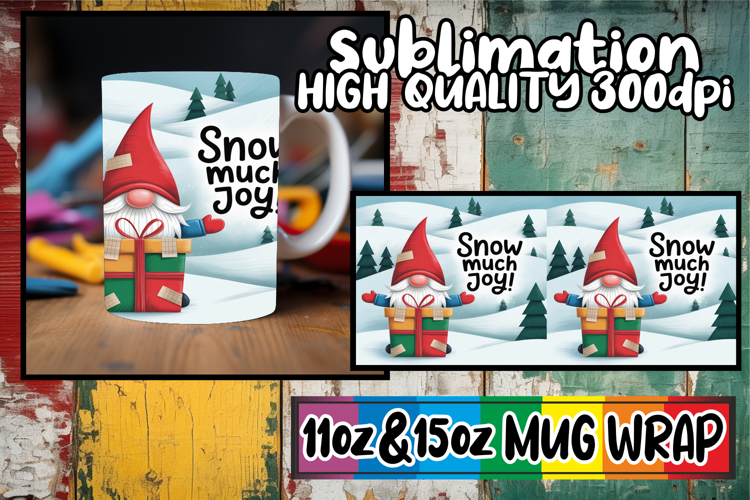 Serene days 11oz 15oz sublimation wrap, Holiday Gnome
