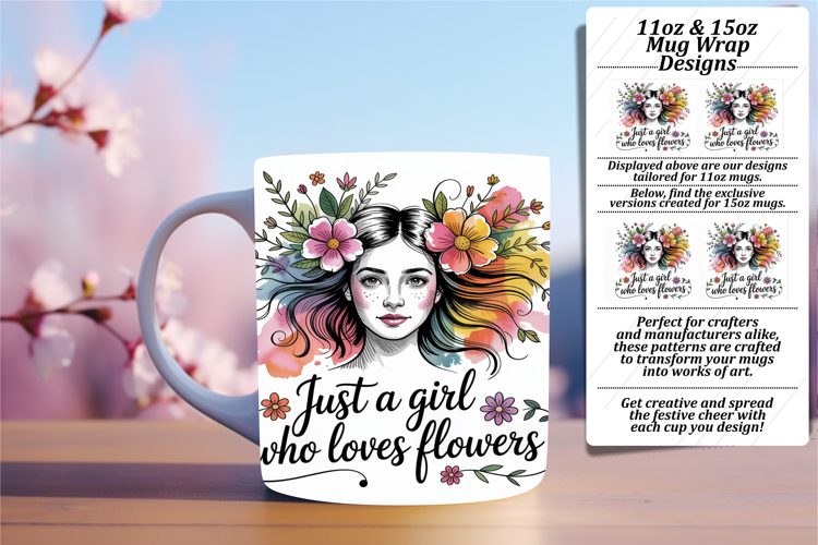 Inspiring 15oz Mug Wrap Png Template , Just A Girl