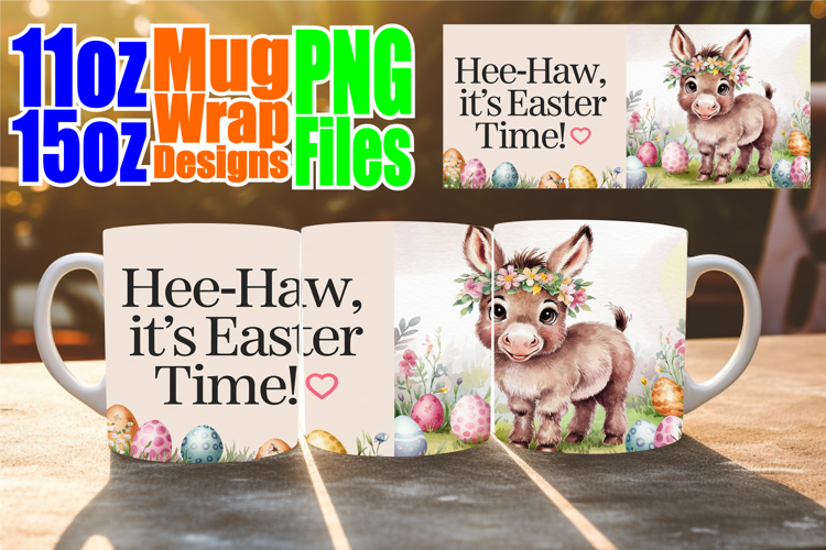 Happy hearts sublimation mug wrap, Easter
