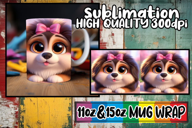 Enchanted days 11oz 15oz sublimation wrap, 3D Dog