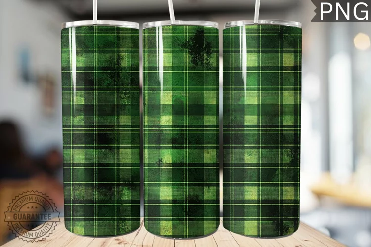Green Plaid Tumbler Wrap - High Quality 300 Dpi