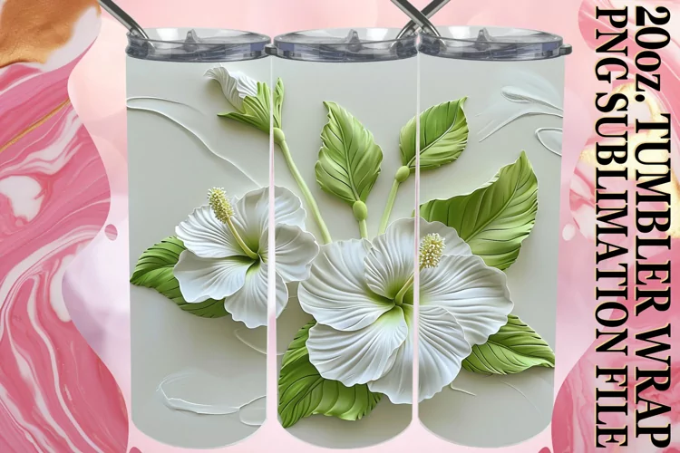 Elegant Flower Bliss: Tumbler Wrap Sublimation