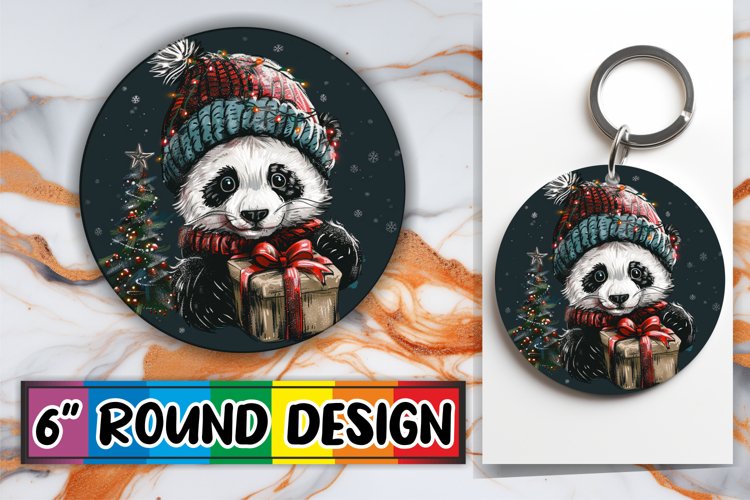 Winter Holiday Animals Sublimation Keychain example image 1