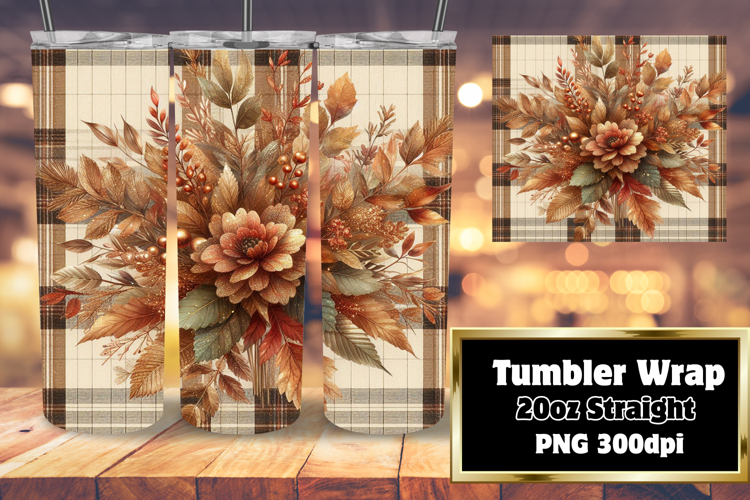 Creative 20oz Tumbler Template , Autumn Flower