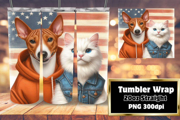 Sublimation Graphics for 20oz Tumblers , Dog and cat