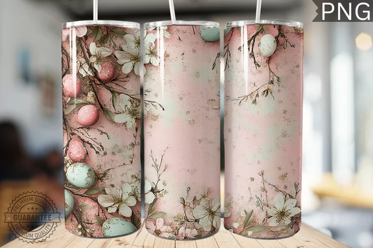 Spring Easter Tumbler Wrap - High Quality 300 Dpi