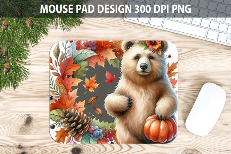 Bear Mouse pad Sublimation - Thanksgiving Animal PNG Design