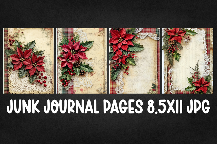 4 Christmas Digital Papers I Christmas Junk Journal Pages