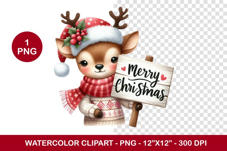 png watercolor clipart - christmas reindeer