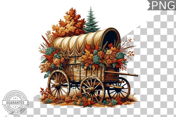 Fall Wagon Garden Sublimation - Fall Clipart PNG Design