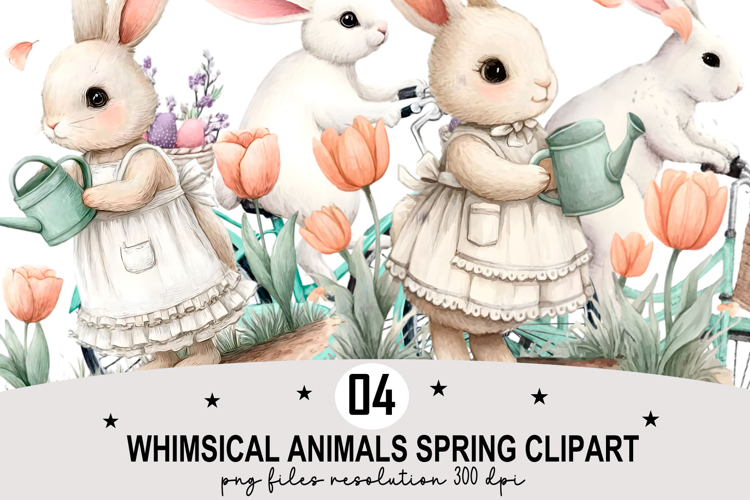 Whimsical Animals Spring Clipart Watercolor png