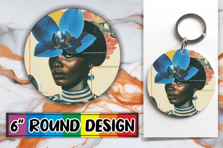 Black Woman Artistic Abstract Round Design PNG example image 1