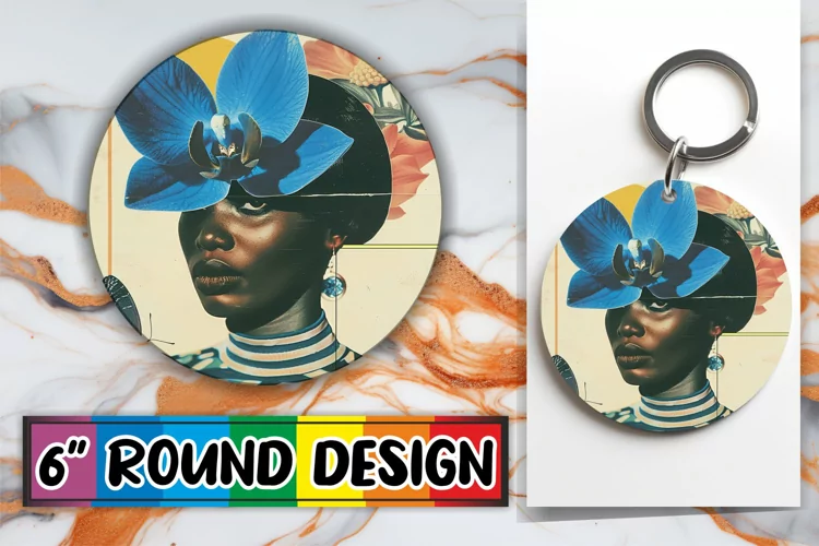 Black Woman Artistic Abstract Round Design PNG