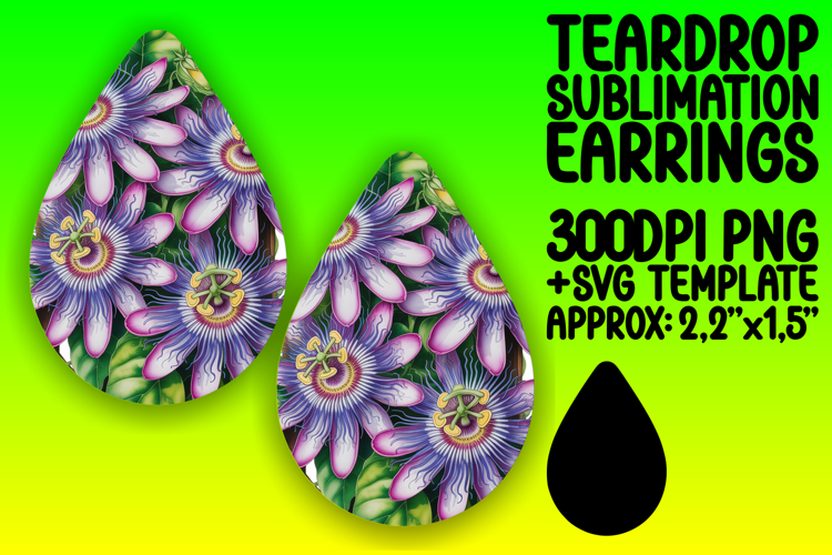 Artistic Teardrop Earrings Design PNG , Flowers