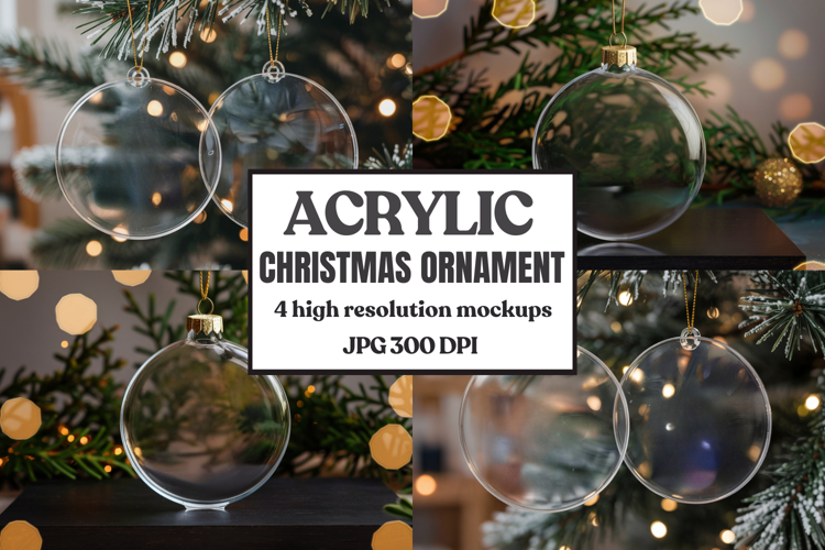 Acrylic Christmas Ornament Mockups | Clear Holiday Ornament