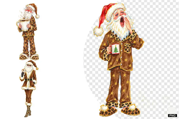Christmas Santa Love Coffee PNG