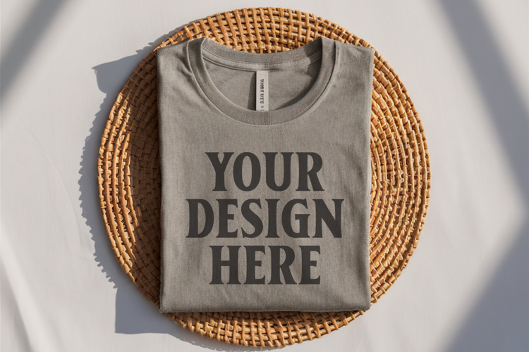 Athletic Heather Bella Canvas 3001 Flat Lay T-Shirt Mockup