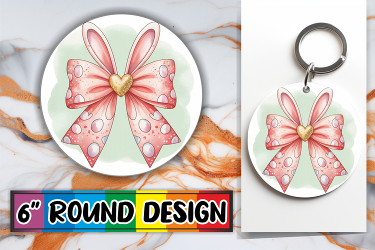 Blissful Keychain Sublimation PNG, Easter Bow