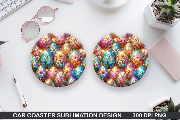 Bright Egg Car coaster sublimation, Easter Coaster PNG