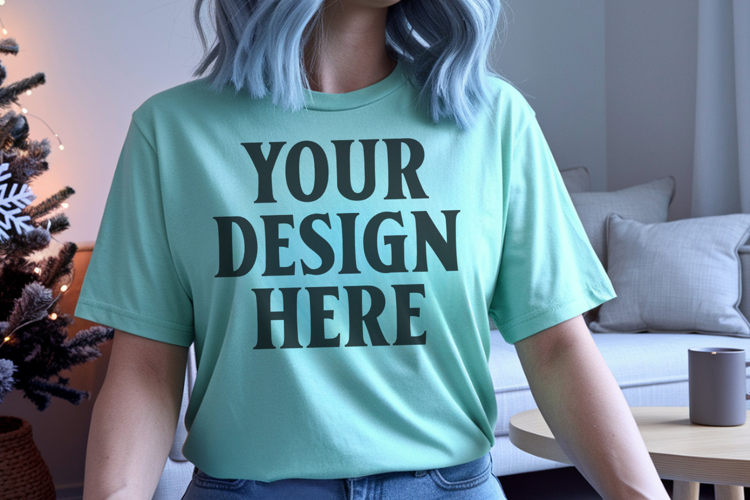 Comfort Colors 1717 Bay Christmas T-Shirt Mockup, Boho