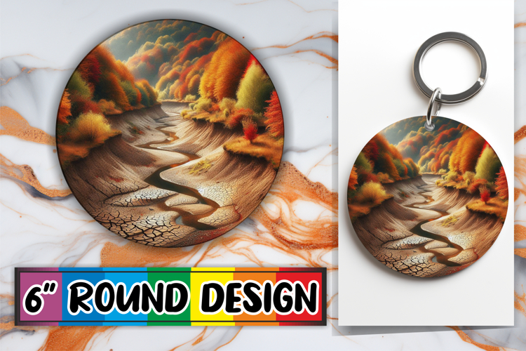 Joyful Circle Keychain Sublimation PNG, Autumn