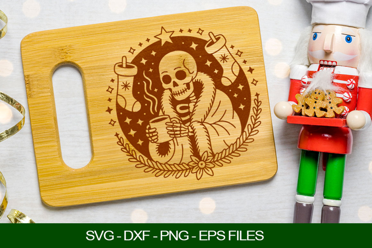 Christmas Skeleton Cutting Board SVG