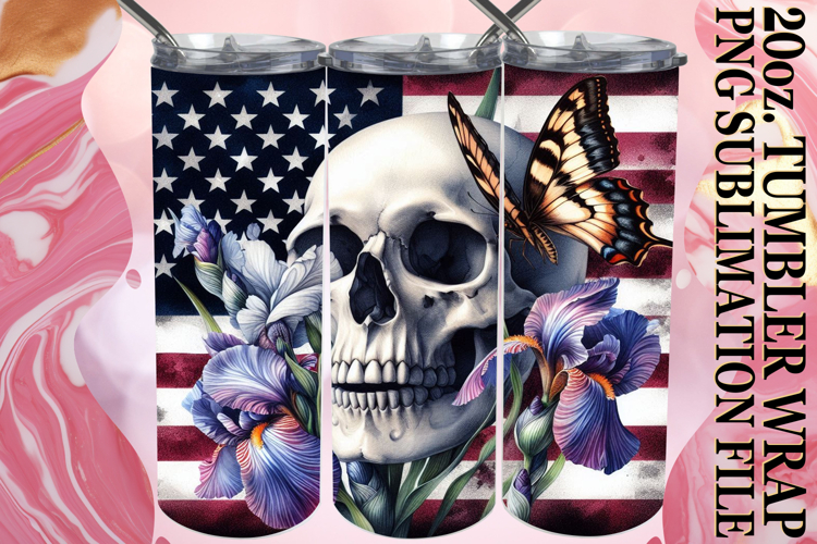 Cozy Escapes 20oz tumbler wrap, Skull USA