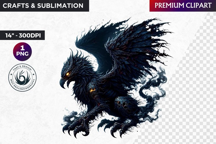 Dark Griffin clipart, Mythological Creature, Fantasy clipart example image 1