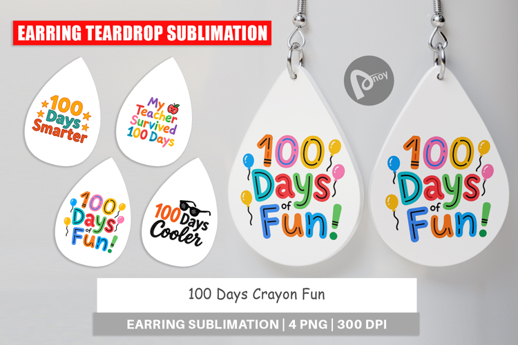 100 Days Crayon Fun Quotes Earring