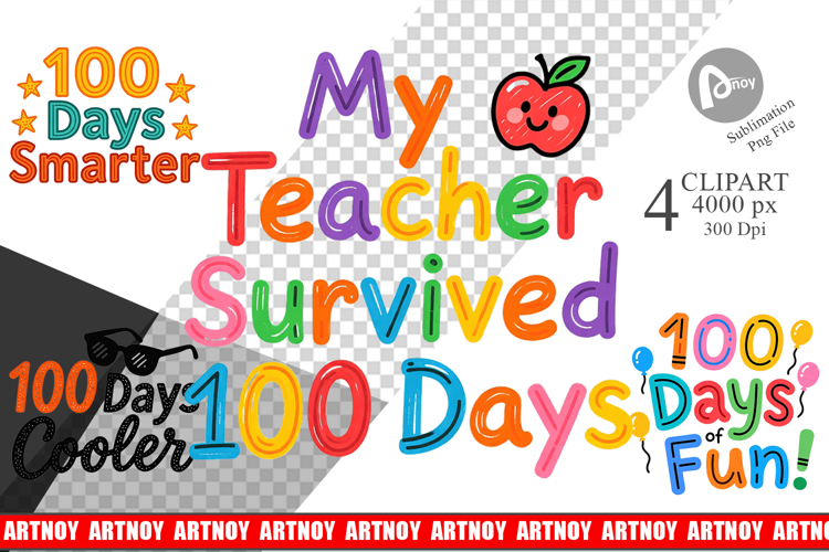100 Days Crayon Fun Quotes Clipart