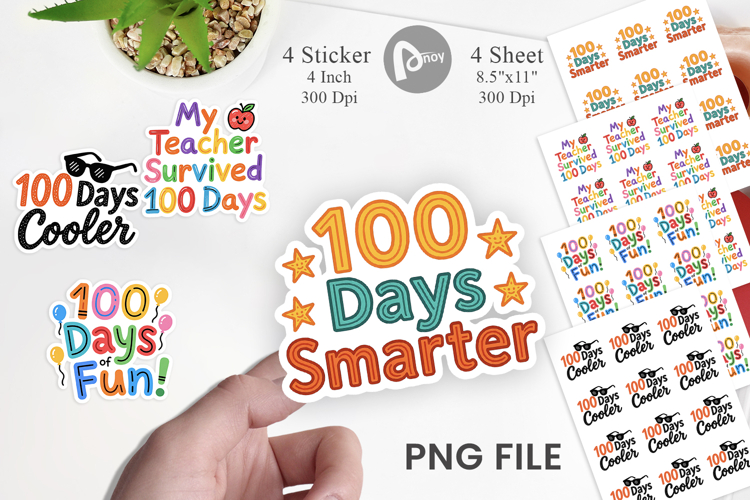 100 Days Crayon Fun Quotes Sticker