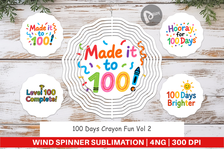 100 Days Crayon Fun Quotes Wind Spinner